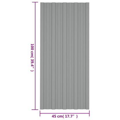 Dachpaneel 12 Stk. Grau 100 x 45 cm Verzinkter Stahl