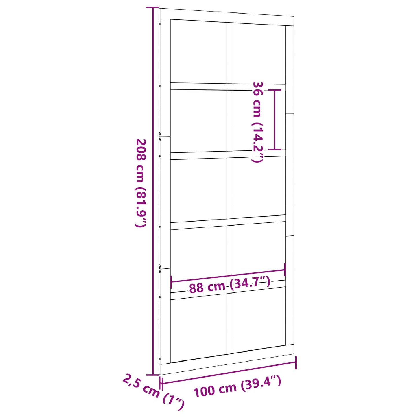 Scheunentür 100 x 2,5 x 208 cm Massives Kiefernholz Wachsbraun