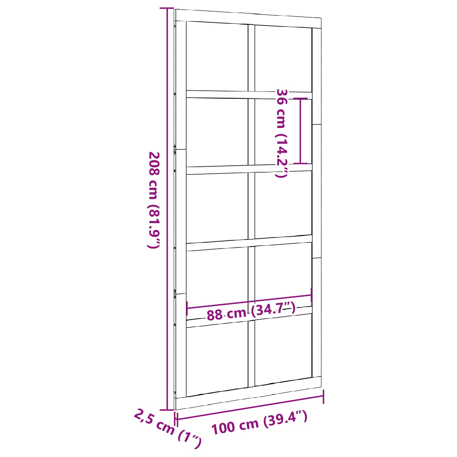 Scheunentür 100 x 2,5 x 208 cm Massives Kiefernholz Wachsbraun