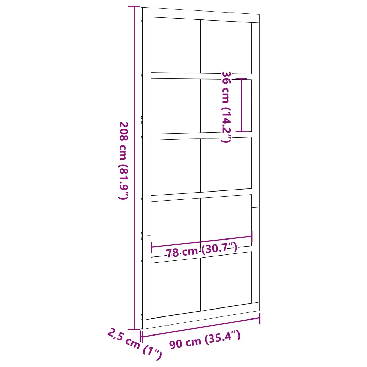 Scheunentür 90 x 2,5 x 208 cm Massives Kiefernholz Wachsbraun