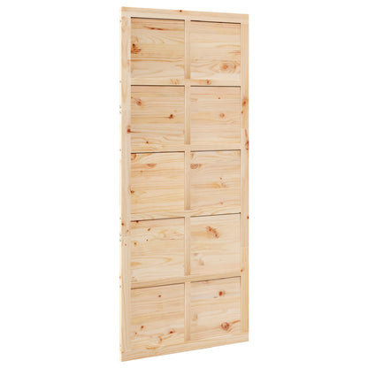 Scheunentür 80 x 2,5 x 208 cm Massives Kiefernholz Natur
