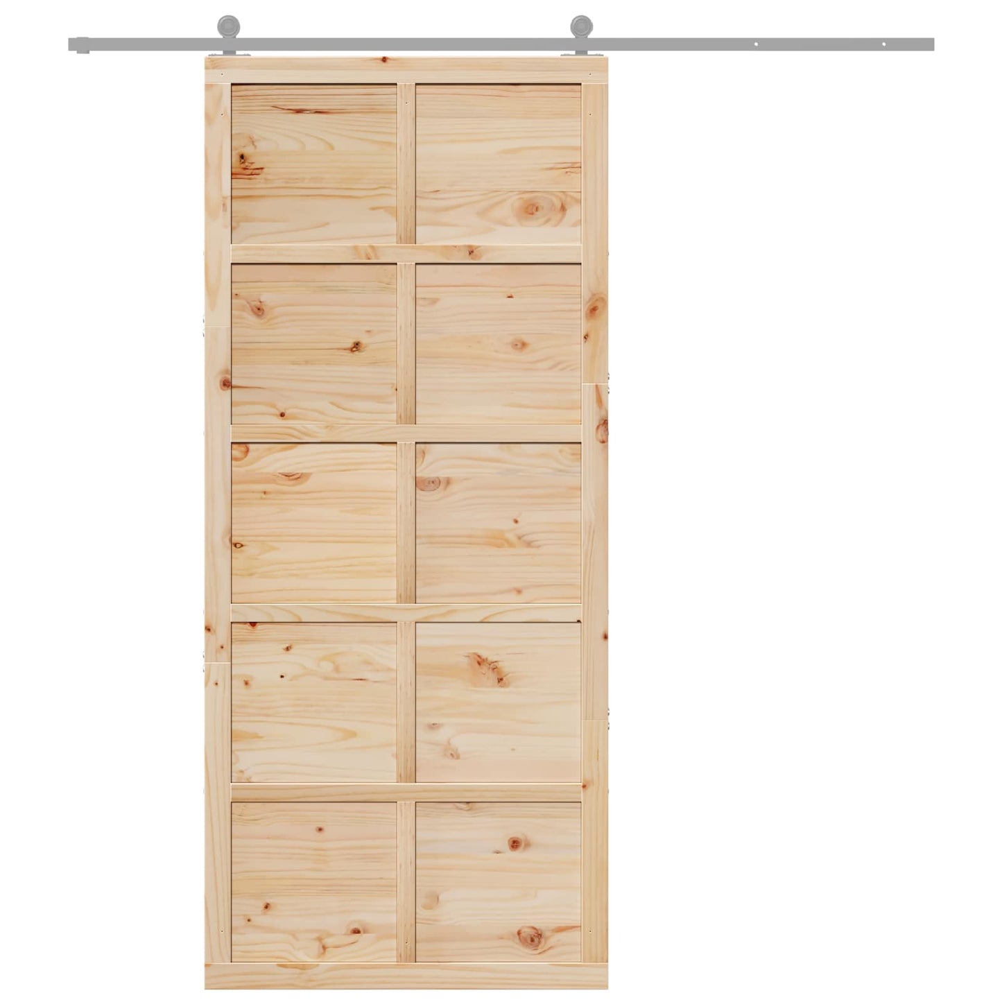 Scheunentür 80 x 2,5 x 208 cm Massives Kiefernholz Natur