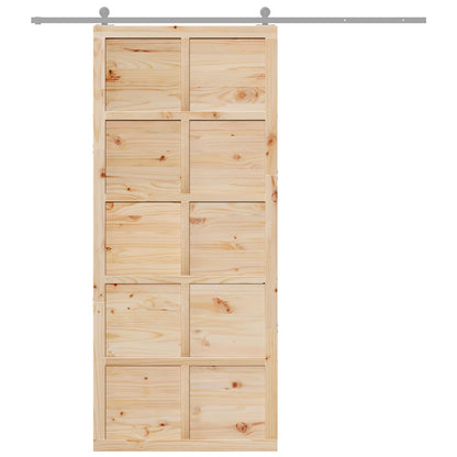 Scheunentür 80 x 2,5 x 208 cm Massives Kiefernholz Natur