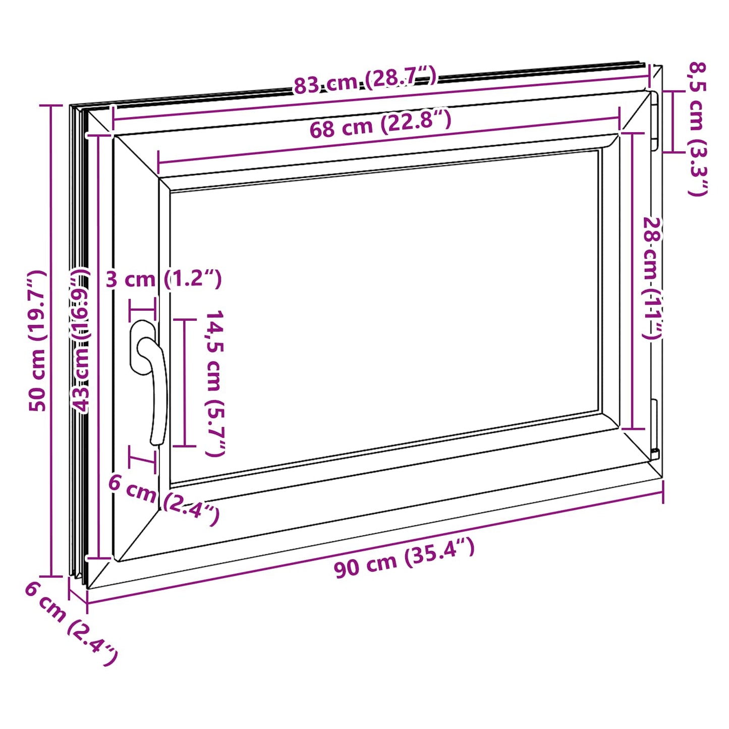 Kipp- und Drehfenster für den Keller RISOR 90 x 50 cm
