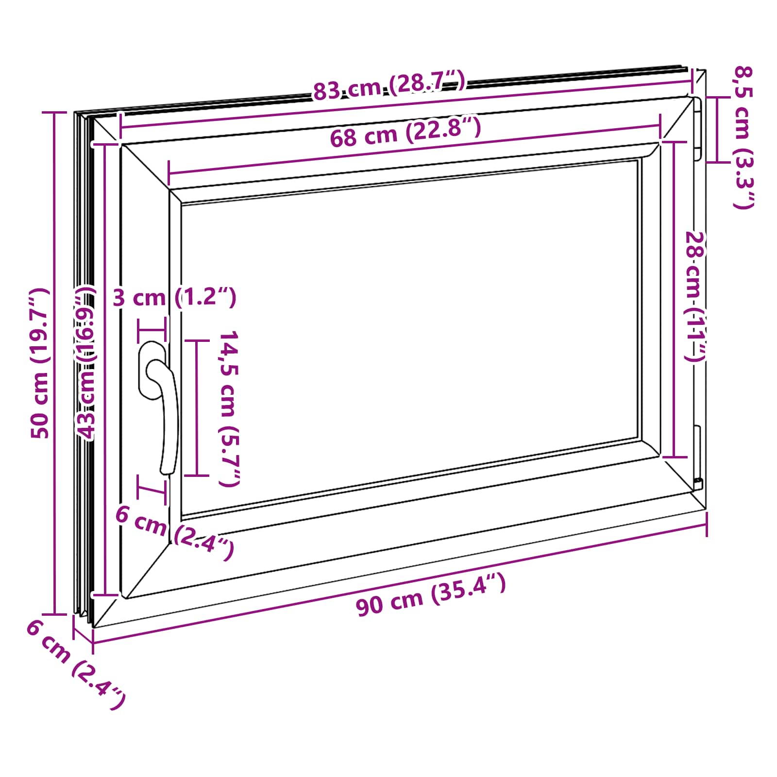 Kipp- und Drehfenster für den Keller RISOR 90 x 50 cm