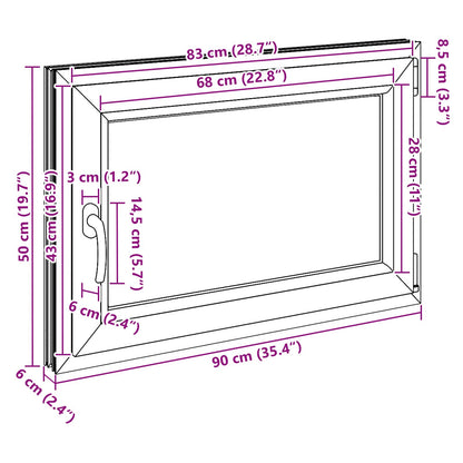 Kellerfenster Innenseite Farbe Weiß RISOR 90 x 50 cm