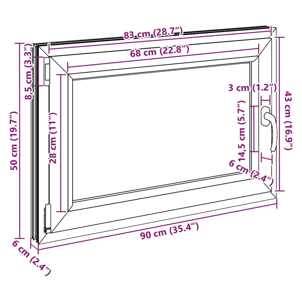 Kellerfenster Innenseite Farbe Weiß RISOR 90 x 50 cm