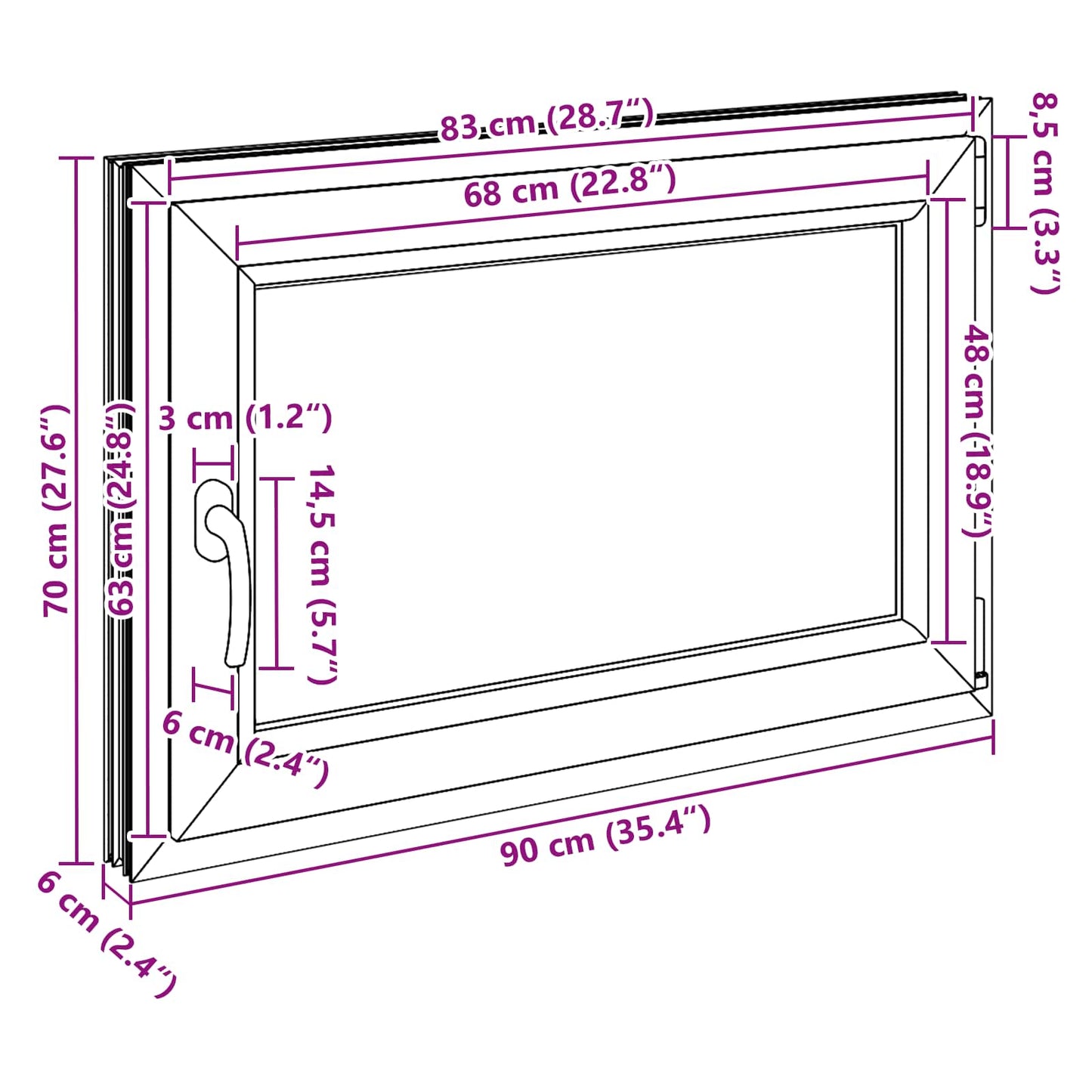 Kipp- und Drehfenster für den Keller RISOR 90 x 70 cm