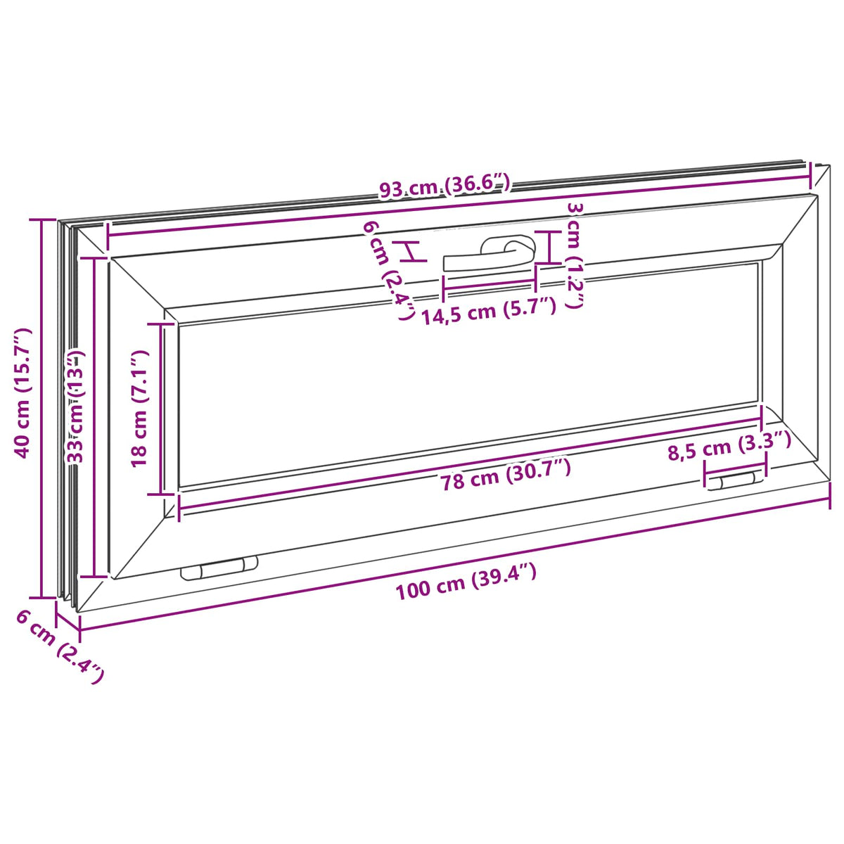 Kellerfenster Innenseite Farbe Weiß RISOR 100 x 40 cm