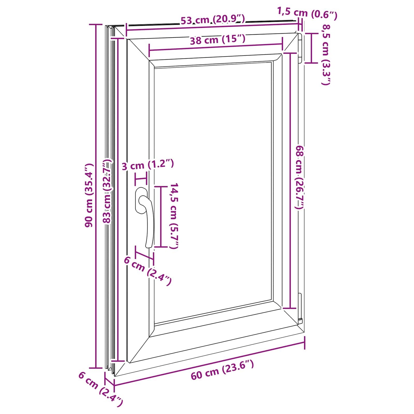 Kipp- und Drehfenster für den Keller RISOR 60 x 90 cm