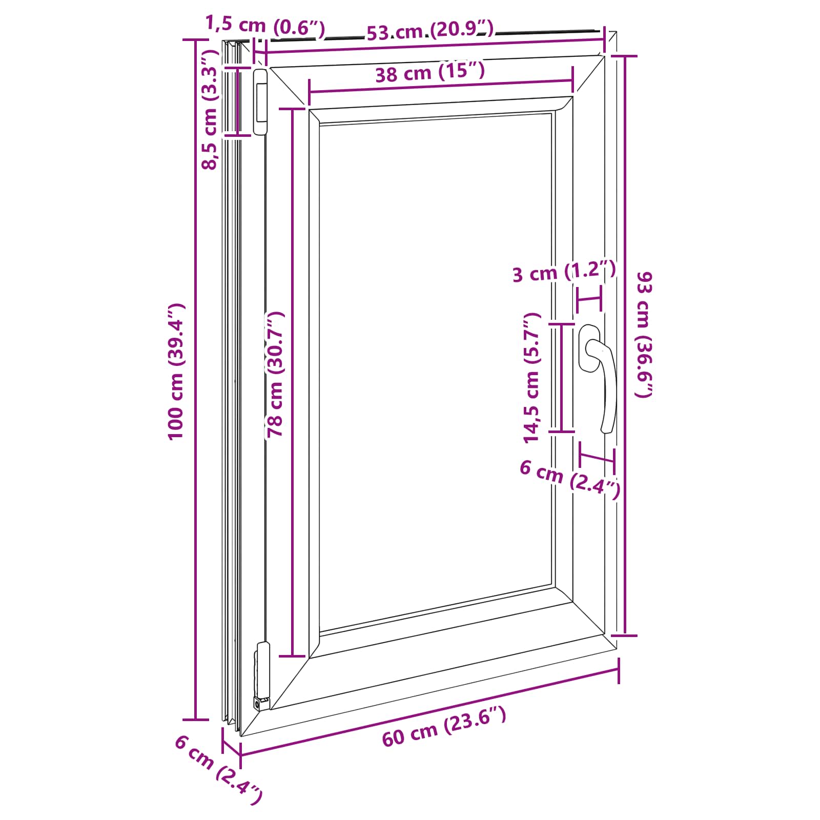 Kipp- und Drehfenster für den Keller RISOR 60 x 100 cm