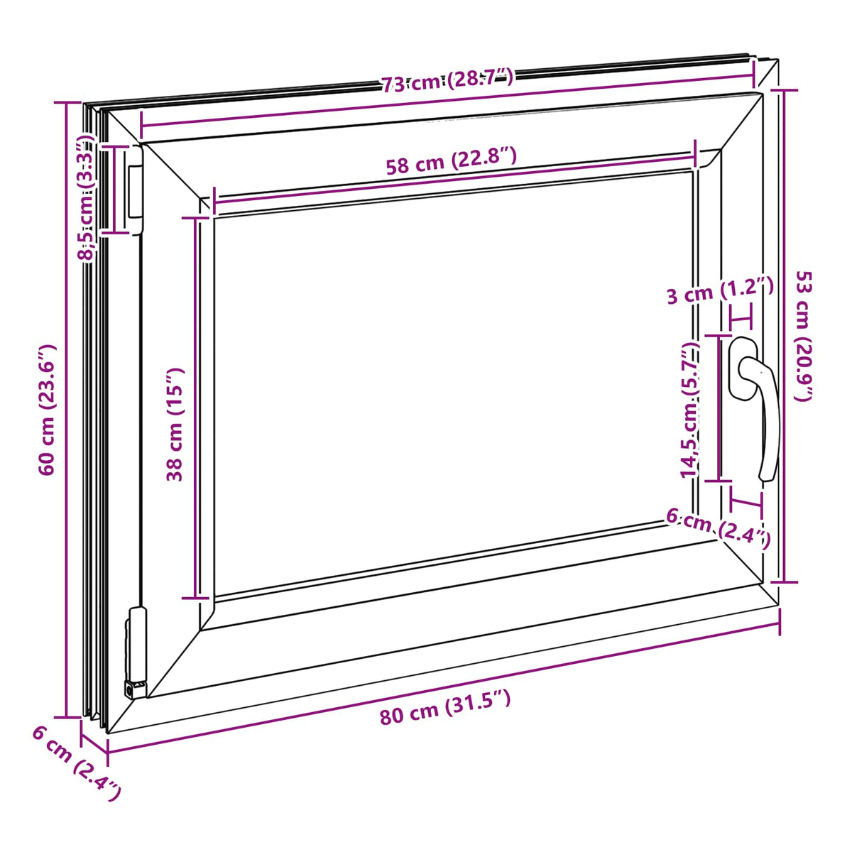 Kellerfenster Innenseite Farbe Weiß RISOR 80 x 60 cm