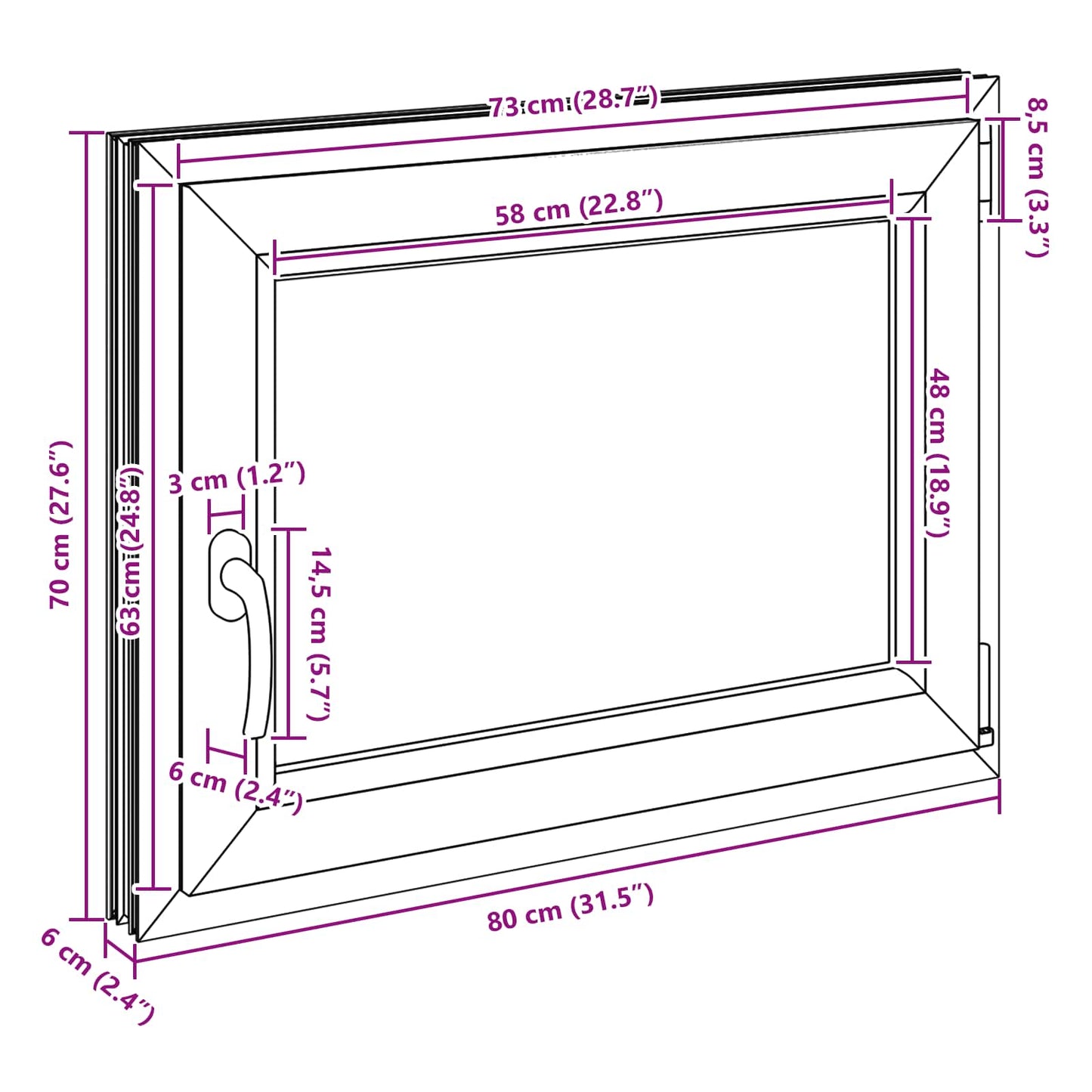 Kipp- und Drehfenster für den Keller RISOR 80 x 70 cm