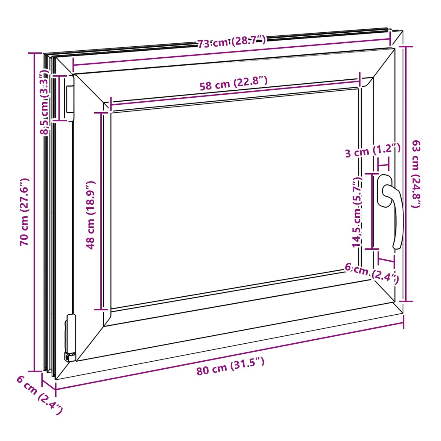 Kipp- und Drehfenster für den Keller RISOR 80 x 70 cm