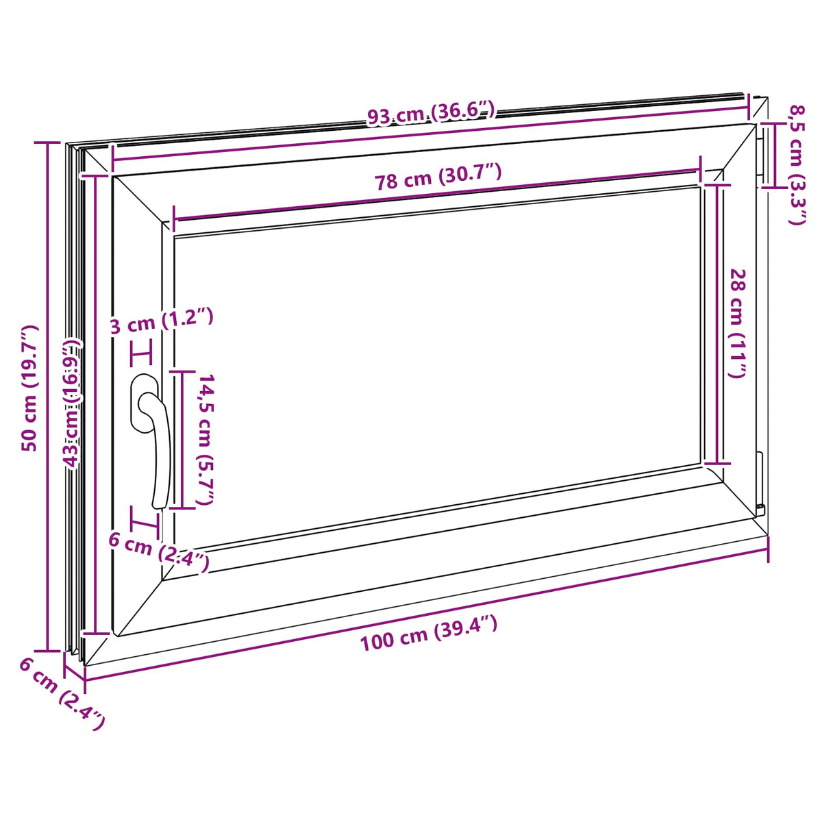 Kellerfenster Innenseite Farbe Weiß RISOR 100 x 50 cm