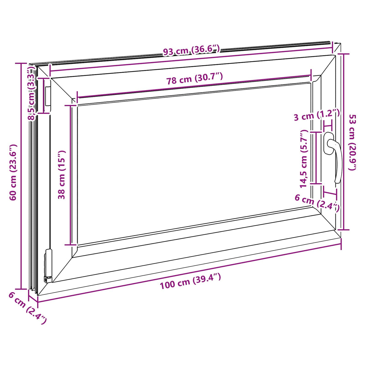 Kellerfenster Innenseite Farbe Weiß RISOR 100 x 60 cm