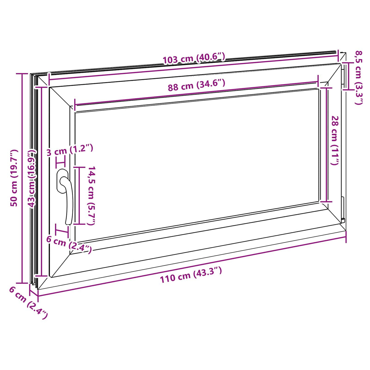 Kellerfenster Innenseite Farbe Weiß RISOR 110 x 50 cm