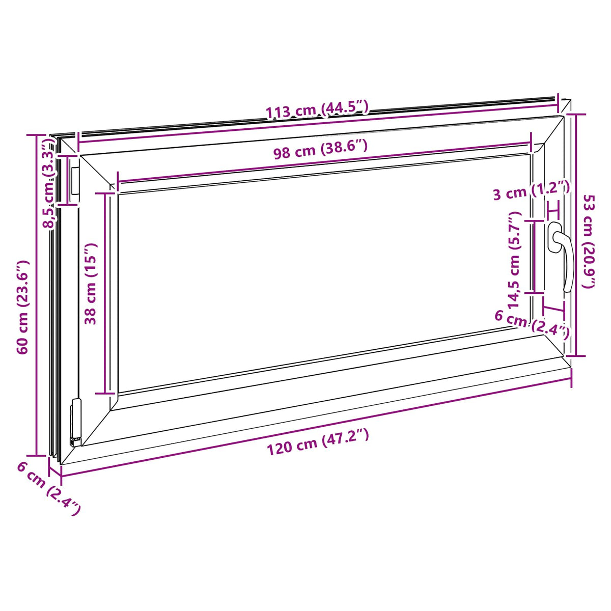 Kellerfenster Innenseite Farbe Weiß RISOR 120 x 60 cm