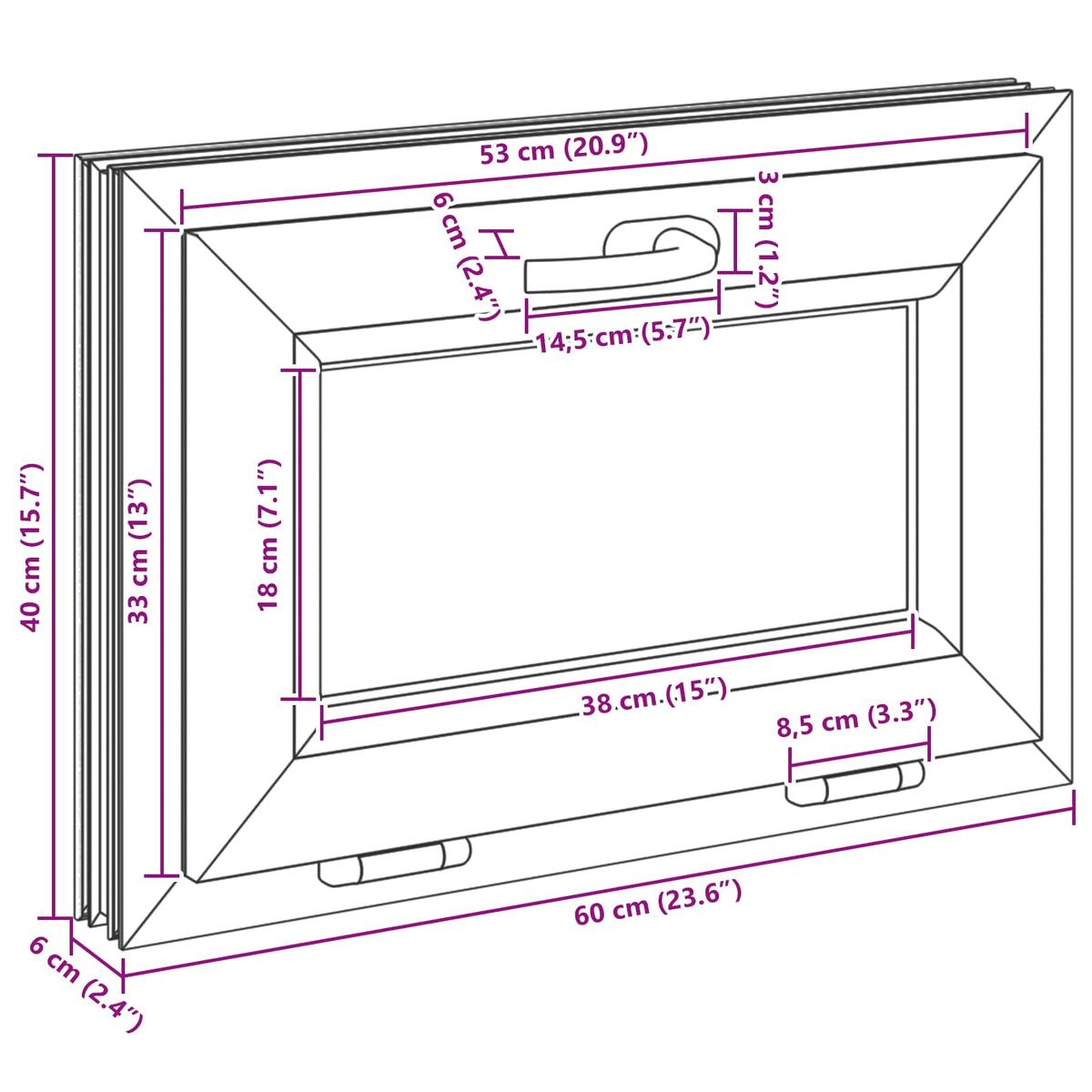 Kellerfenster Innenseite Farbe Weiß RISOR 60 x 40 cm