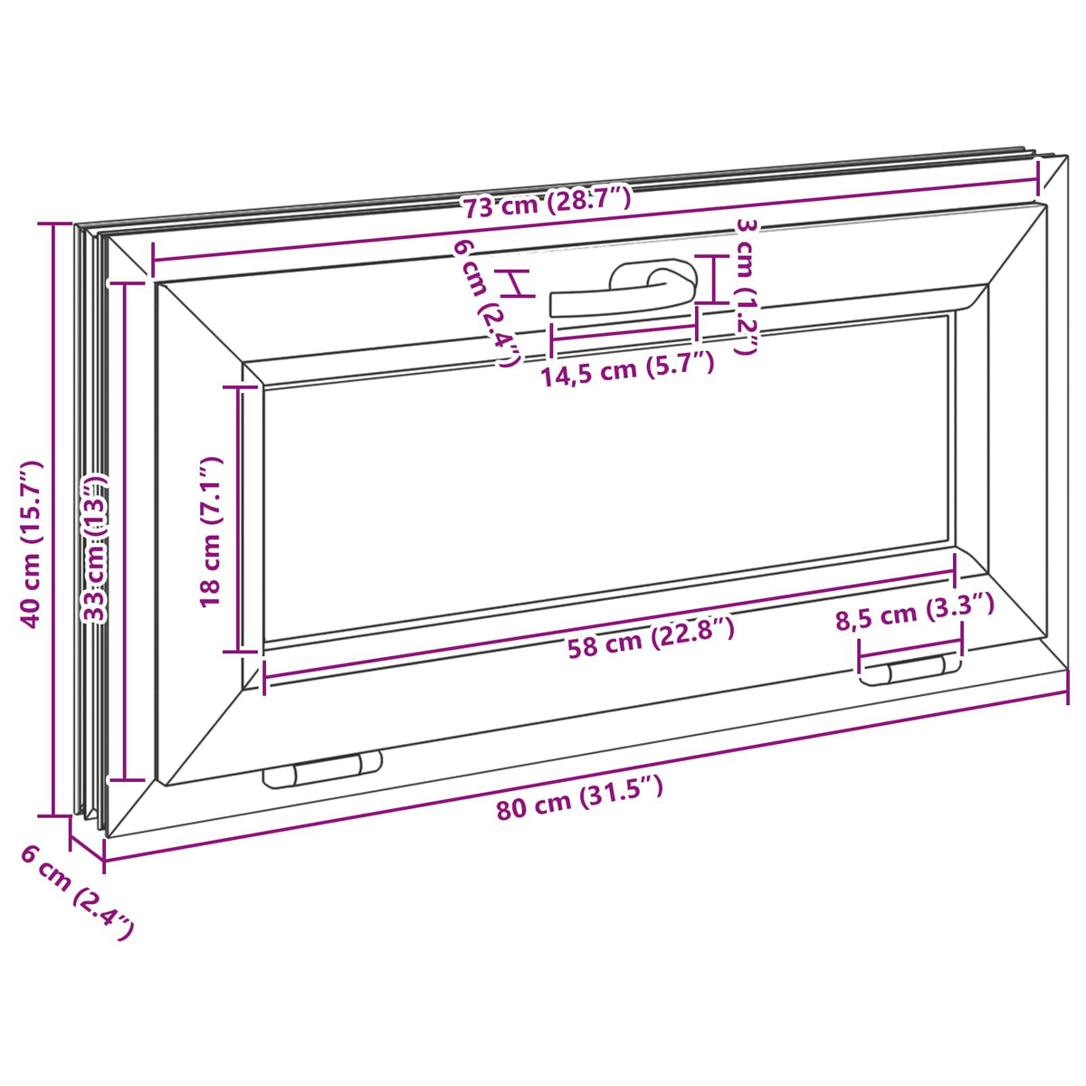 Kellerfenster Innenseite Farbe Weiß RISOR 80 x 40 cm