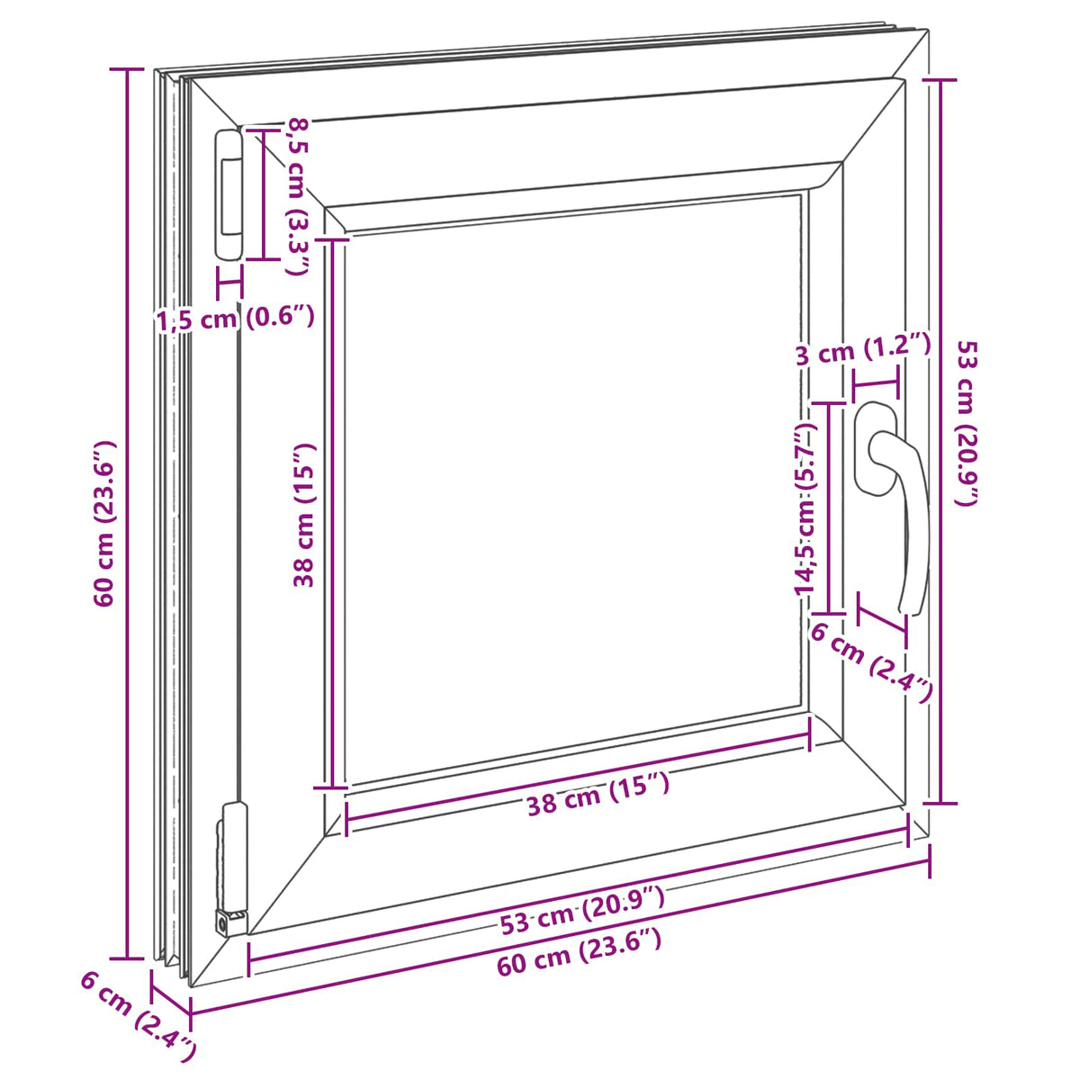 Kellerfenster Innenseite Farbe Weiß RISOR 60 x 60 cm