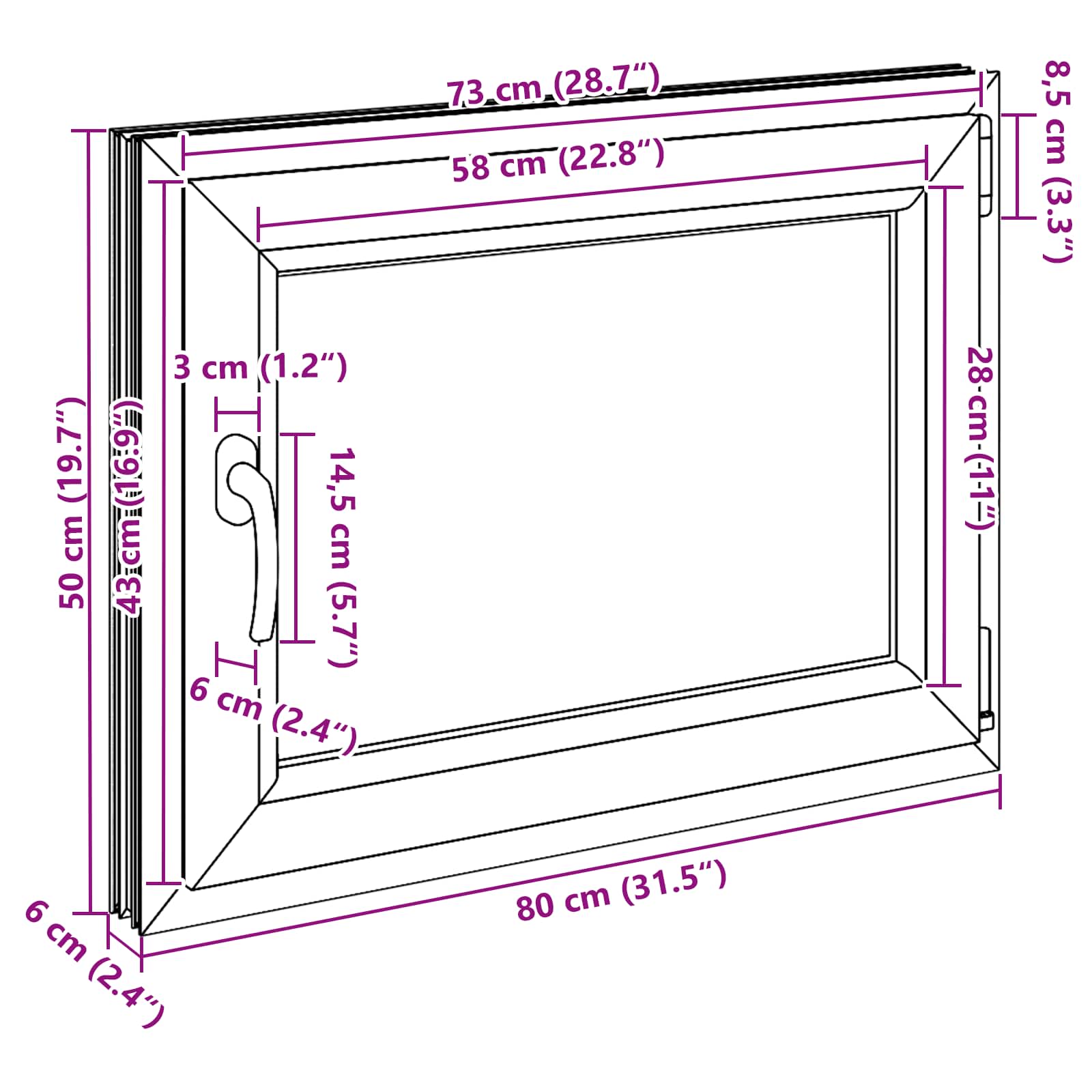 Kipp- und Drehfenster für den Keller RISOR 80 x 50 cm