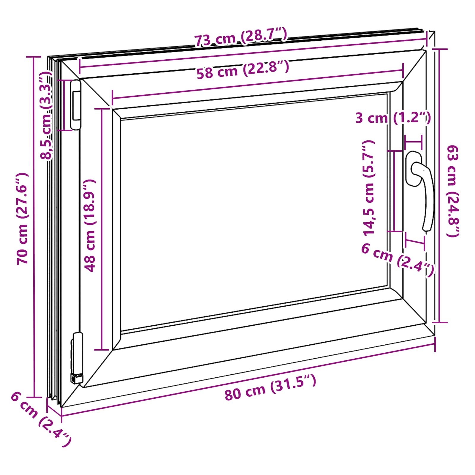 Kipp- und Drehfenster für den Keller RISOR 80 x 70 cm
