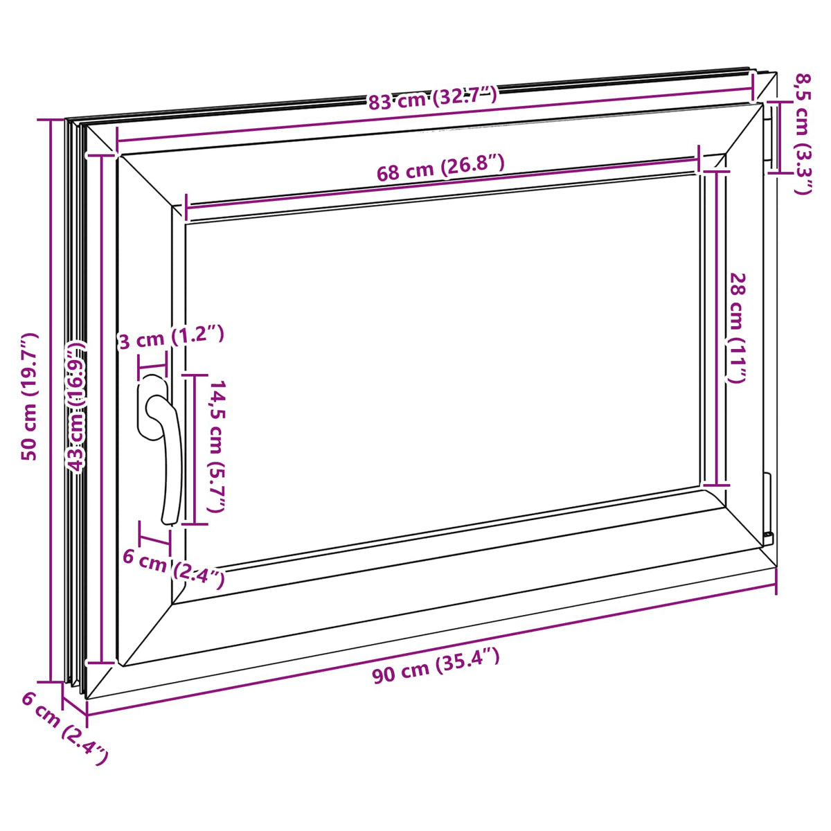 Kellerfenster Innenseite Farbe Weiß RISOR 90 x 50 cm