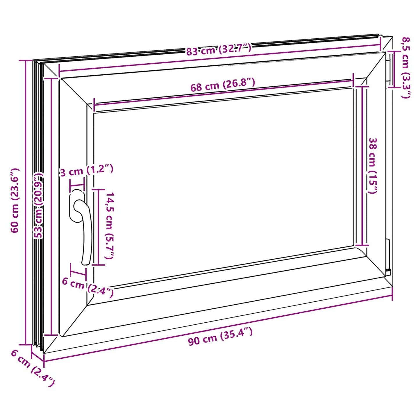 Kipp- und Drehfenster für den Keller RISOR 90 x 50 cm