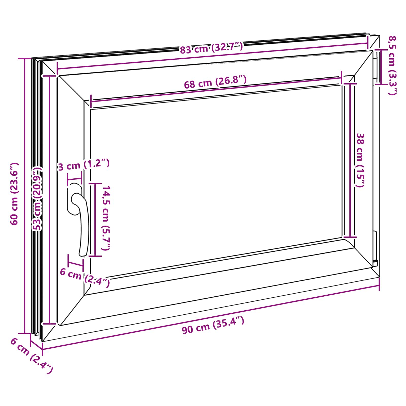 Kipp- und Drehfenster für den Keller RISOR 90 x 50 cm