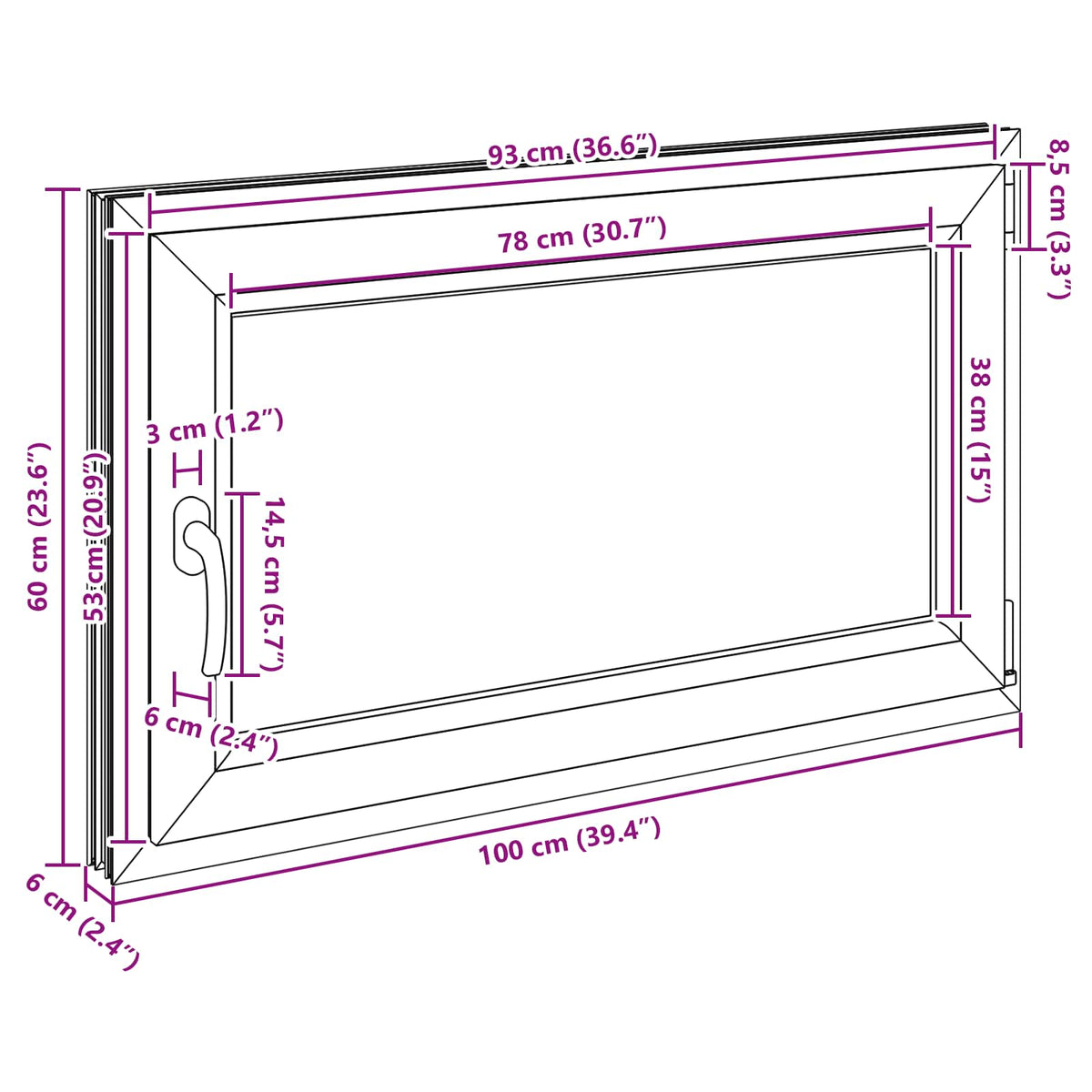 Kellerfenster Innenseite Farbe Weiß RISOR 100 x 60 cm