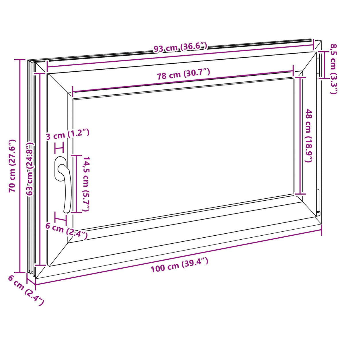 Kellerfenster Innenseite Farbe Weiß RISOR 100 x 70 cm