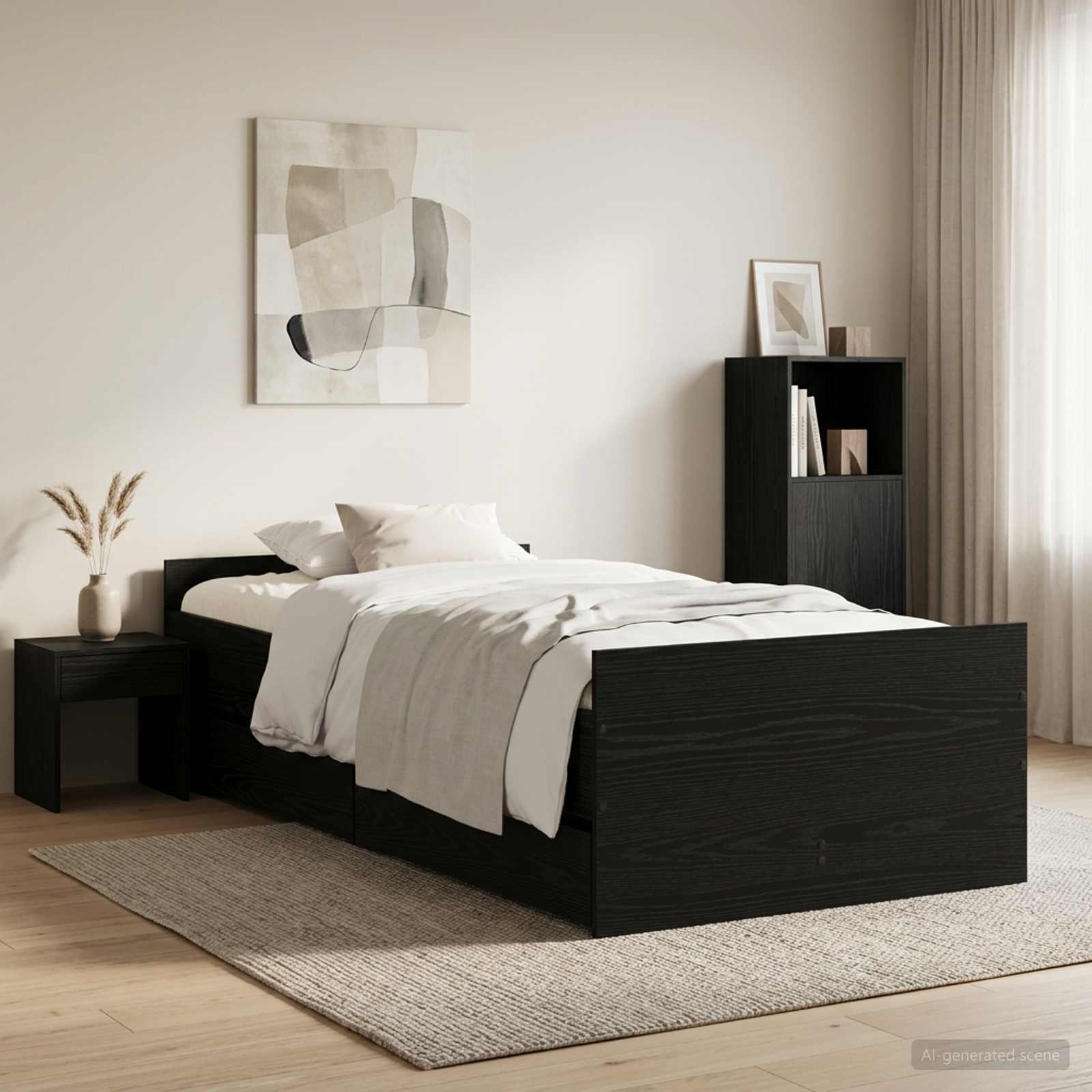 Bettrahmen Schwarze Eiche 100 x 200 cm Holzwerkstoff