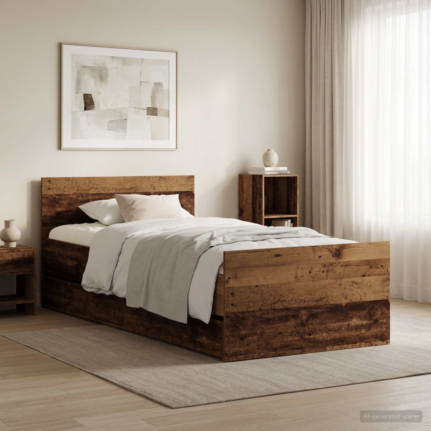 Bettrahmen Altholz 90 x 200 cm Holzwerkstoff