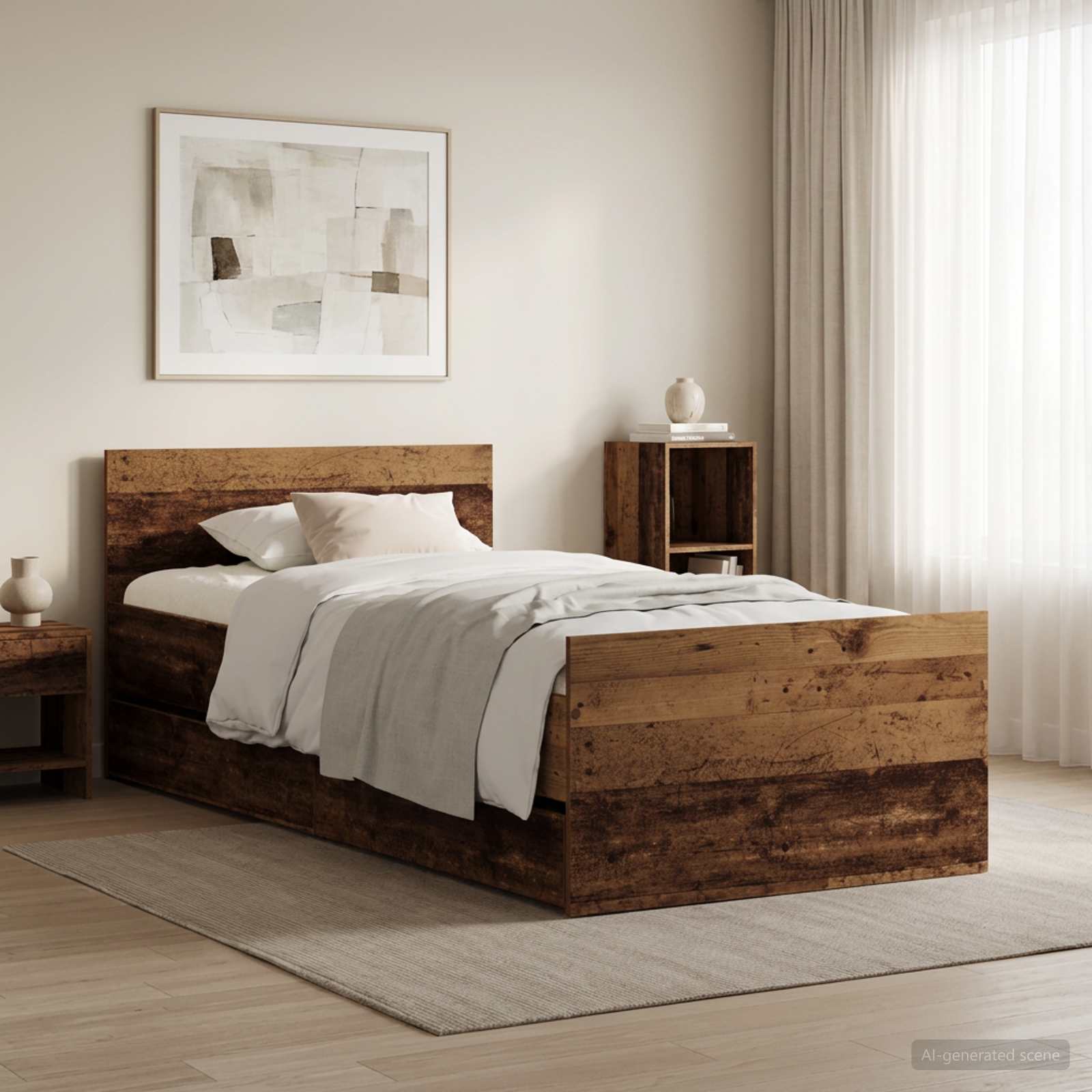 Bettrahmen Altholz 90 x 200 cm Holzwerkstoff
