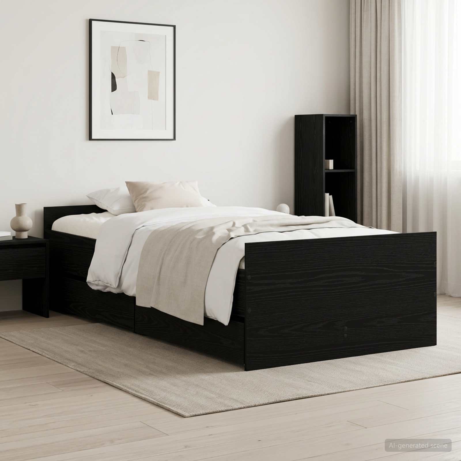 Bettrahmen Schwarze Eiche 90 x 200 cm Holzwerkstoff