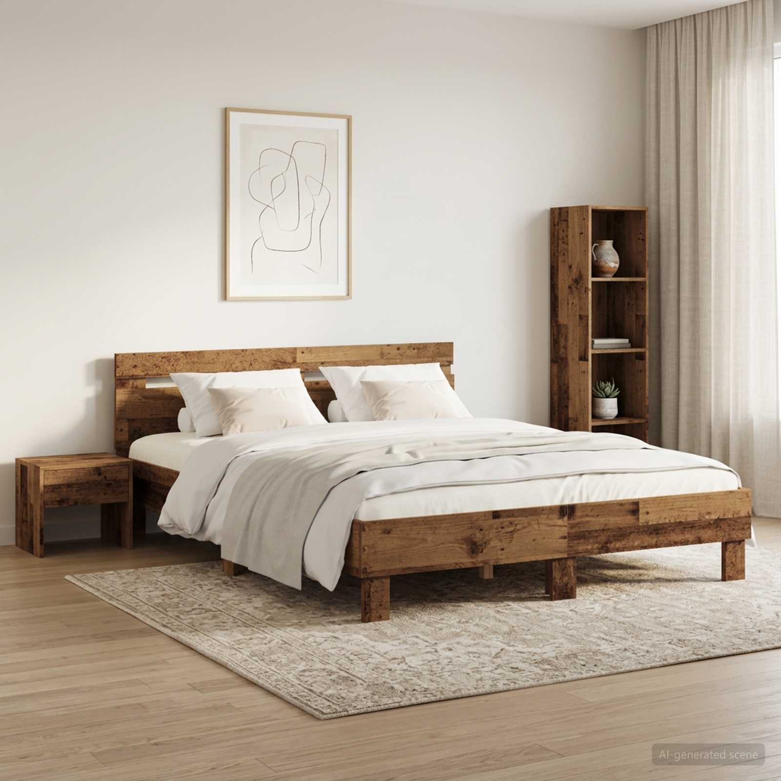 Bettrahmen Altholz 135 x 190 cm Holzwerkstoff