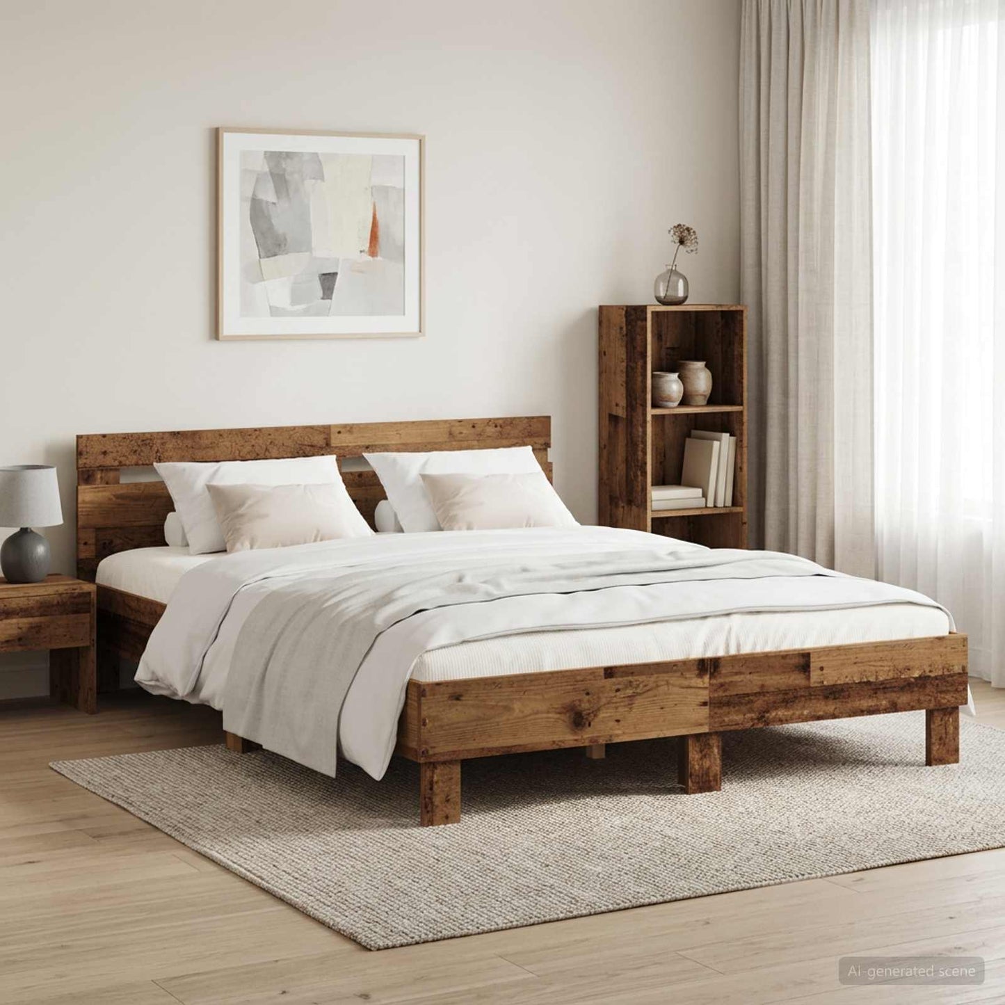 Bettrahmen Altholz 120 x 190 cm Holzwerkstoff