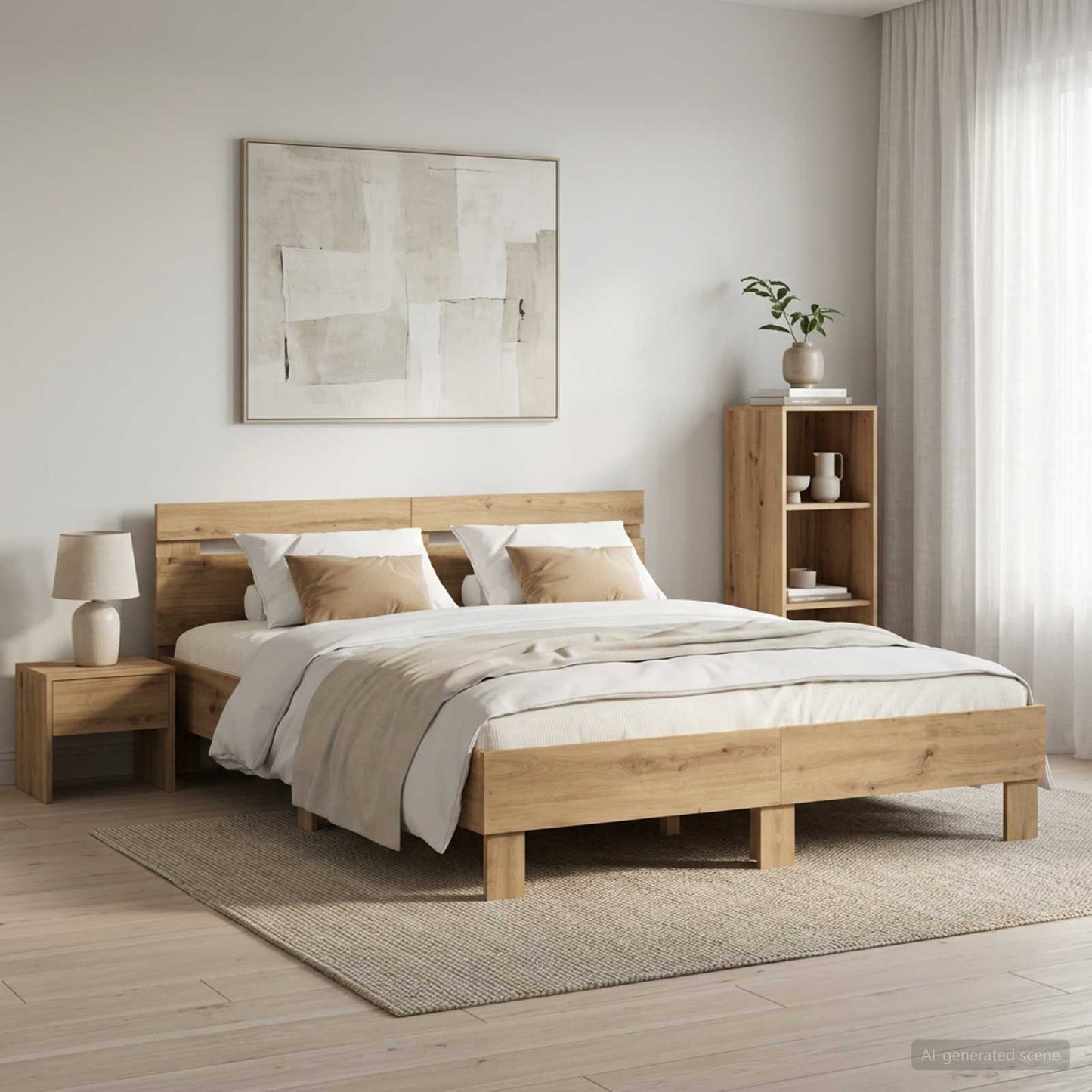 Bettrahmen Artisan-Eiche 120 x 190 cm Holzwerkstoff