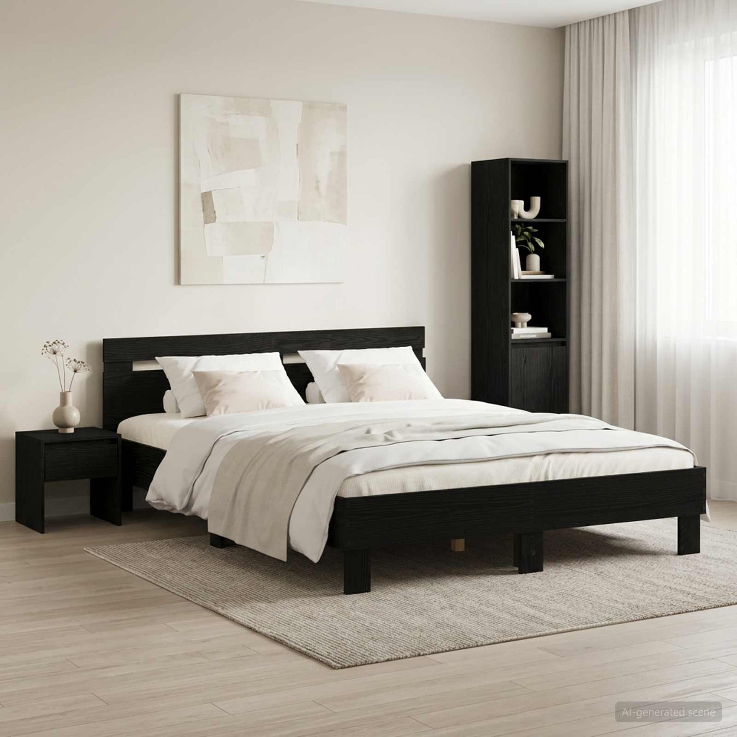 Bettrahmen Schwarze Eiche 120 x 190 cm Holzwerkstoff