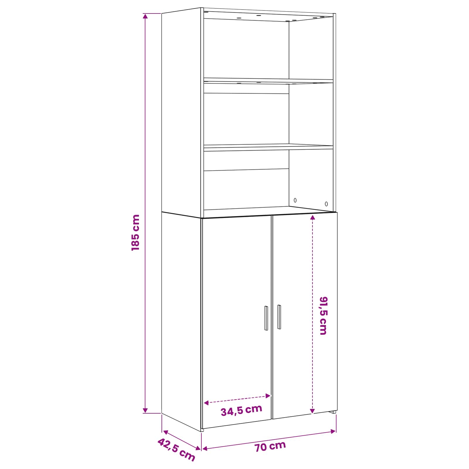 Highboard Altholz 70 x 42,5 x 185 cm Holzwerkstoff