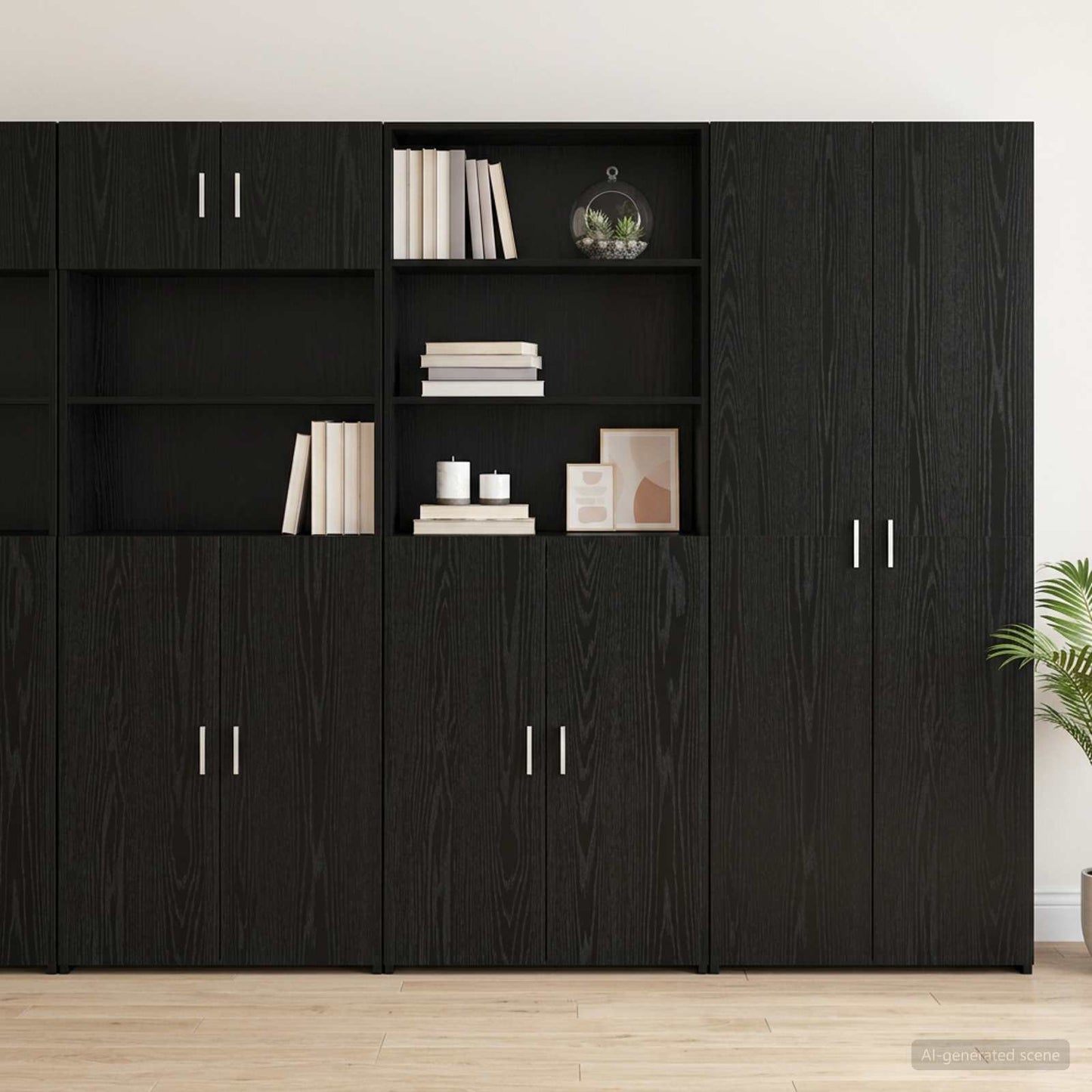 Highboard Schwarze Eiche 70 x 42,5 x 185 cm Holzwerkstoff