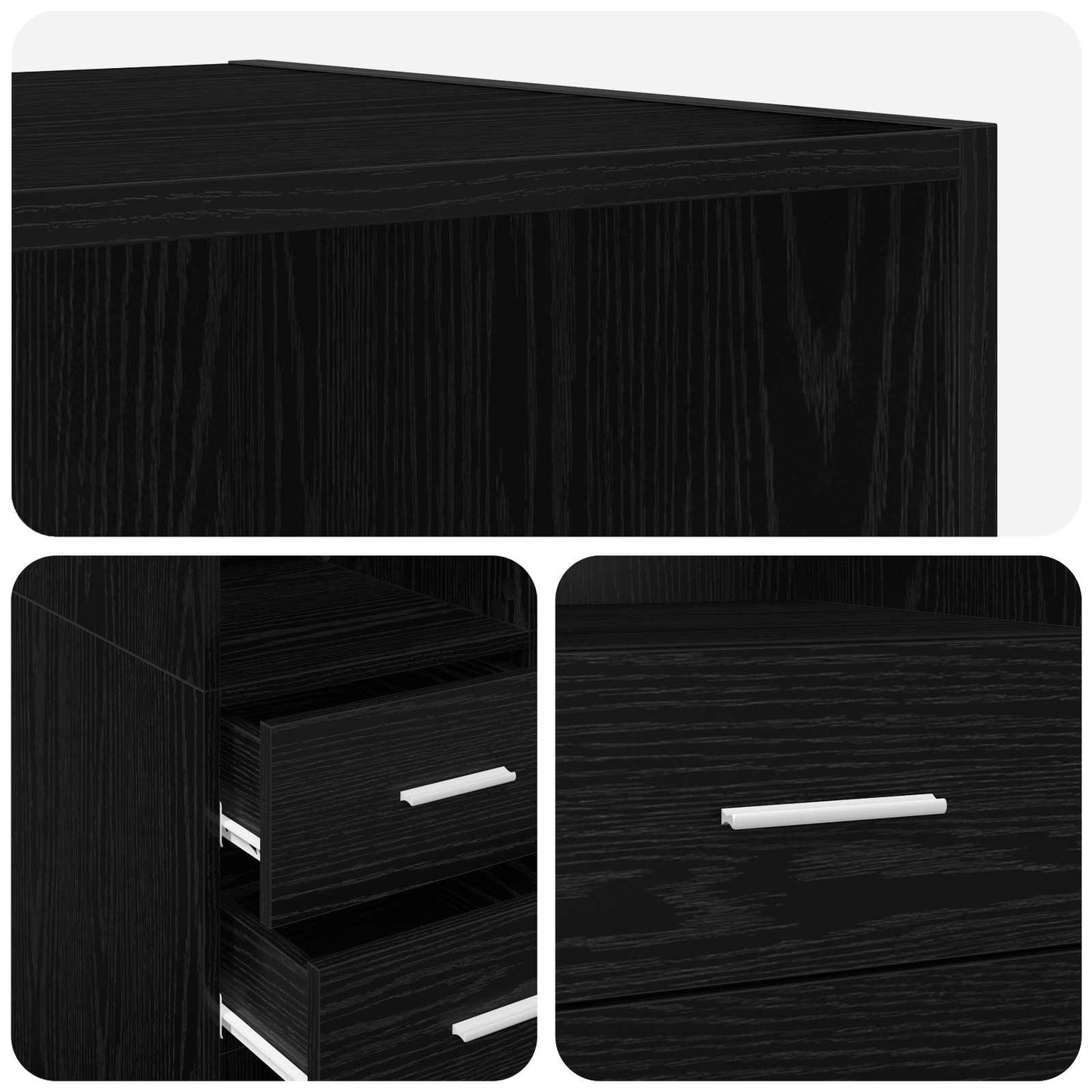 Bücherregal Schwarz Eichen-Optik 30 x 42,4 x 185,2 cm