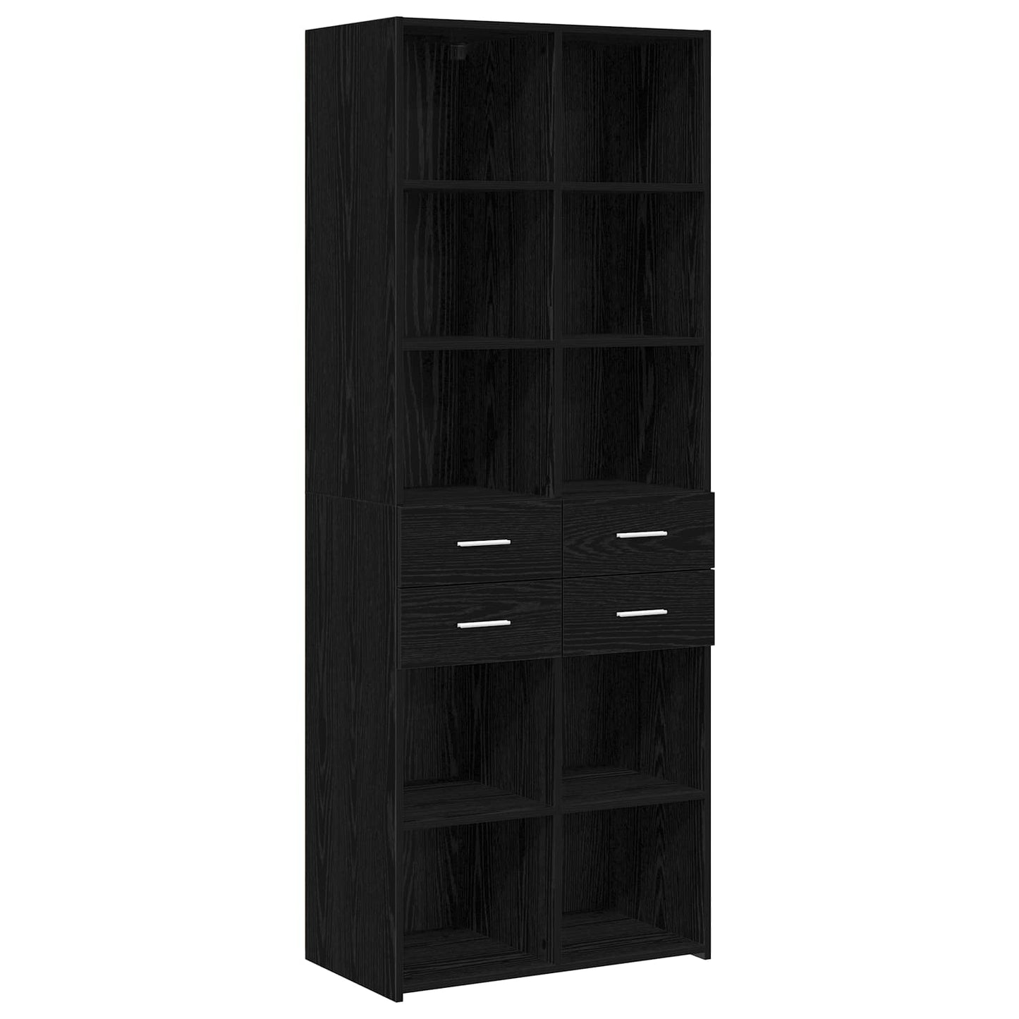 Bücherregal Schwarz Eichen-Optik 30 x 42,4 x 185,2 cm