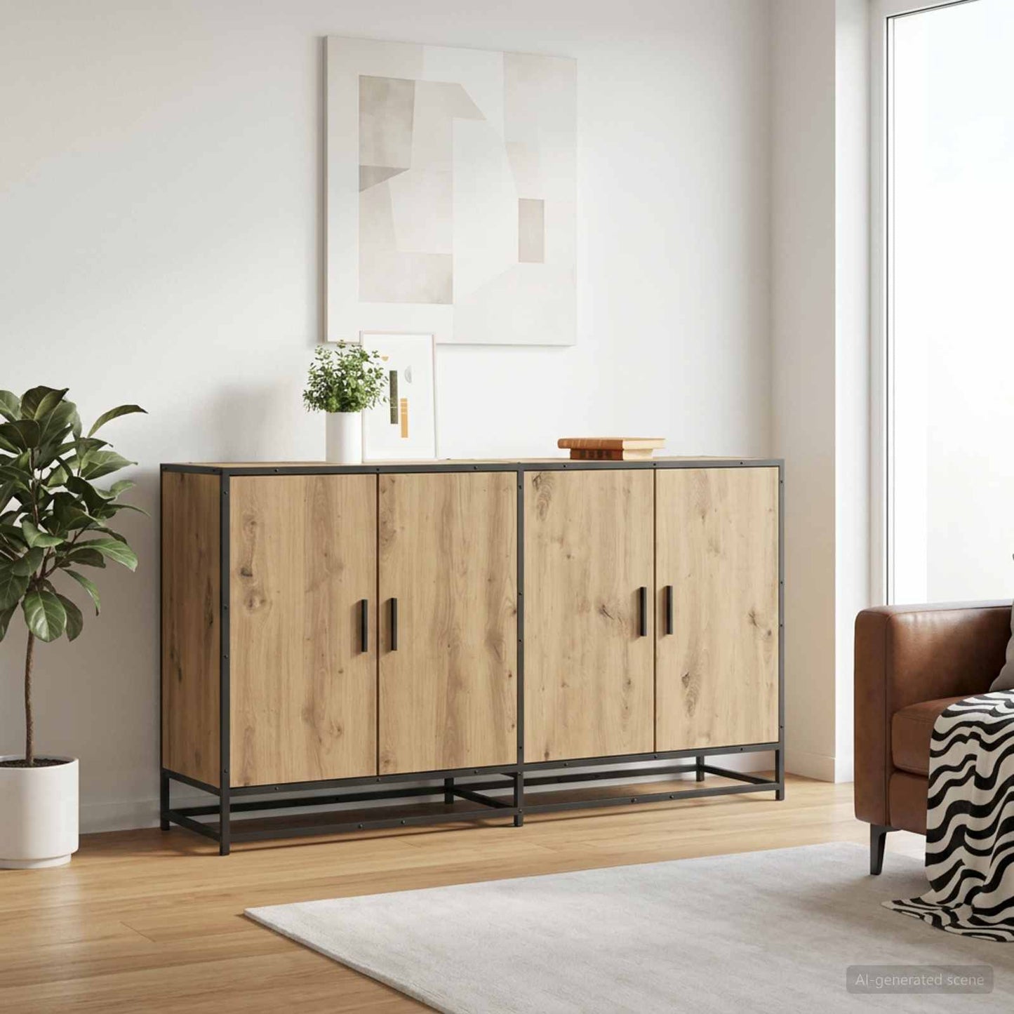 Sideboard Artisan-Eiche 134 x 35 x 76 cm Holzwerkstoff