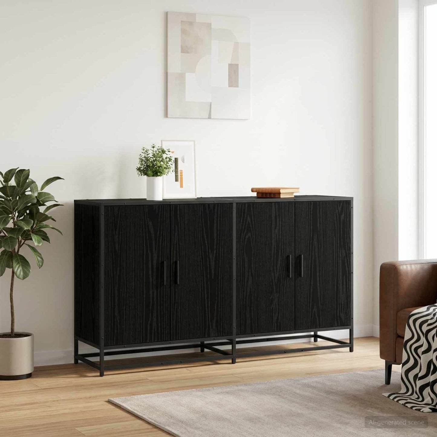Sideboard Schwarze Eiche 134 x 35 x 76 cm Holzwerkstoff