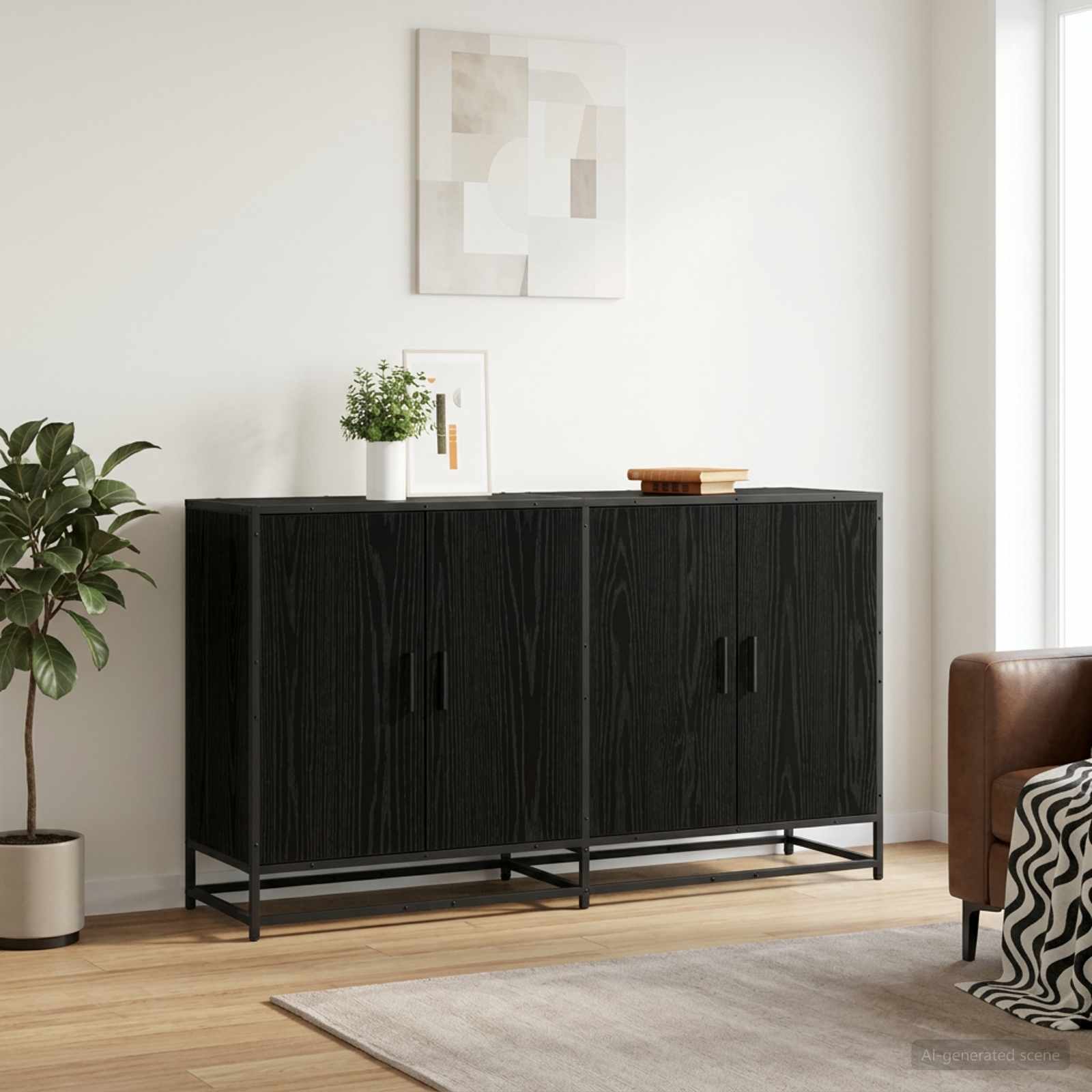 Sideboard Schwarze Eiche 134 x 35 x 76 cm Holzwerkstoff