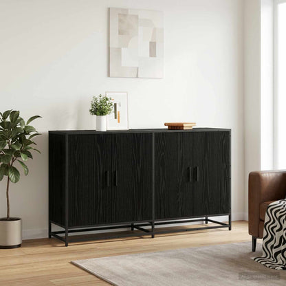 Sideboard Schwarz Eichen-Optik 134 x 35 x 76 cm Holzwerkstoff
