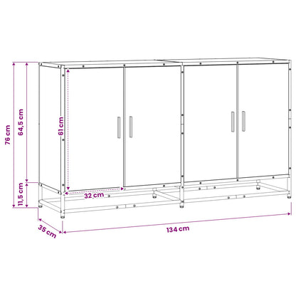 Sideboard Schwarz Eichen-Optik 134 x 35 x 76 cm Holzwerkstoff