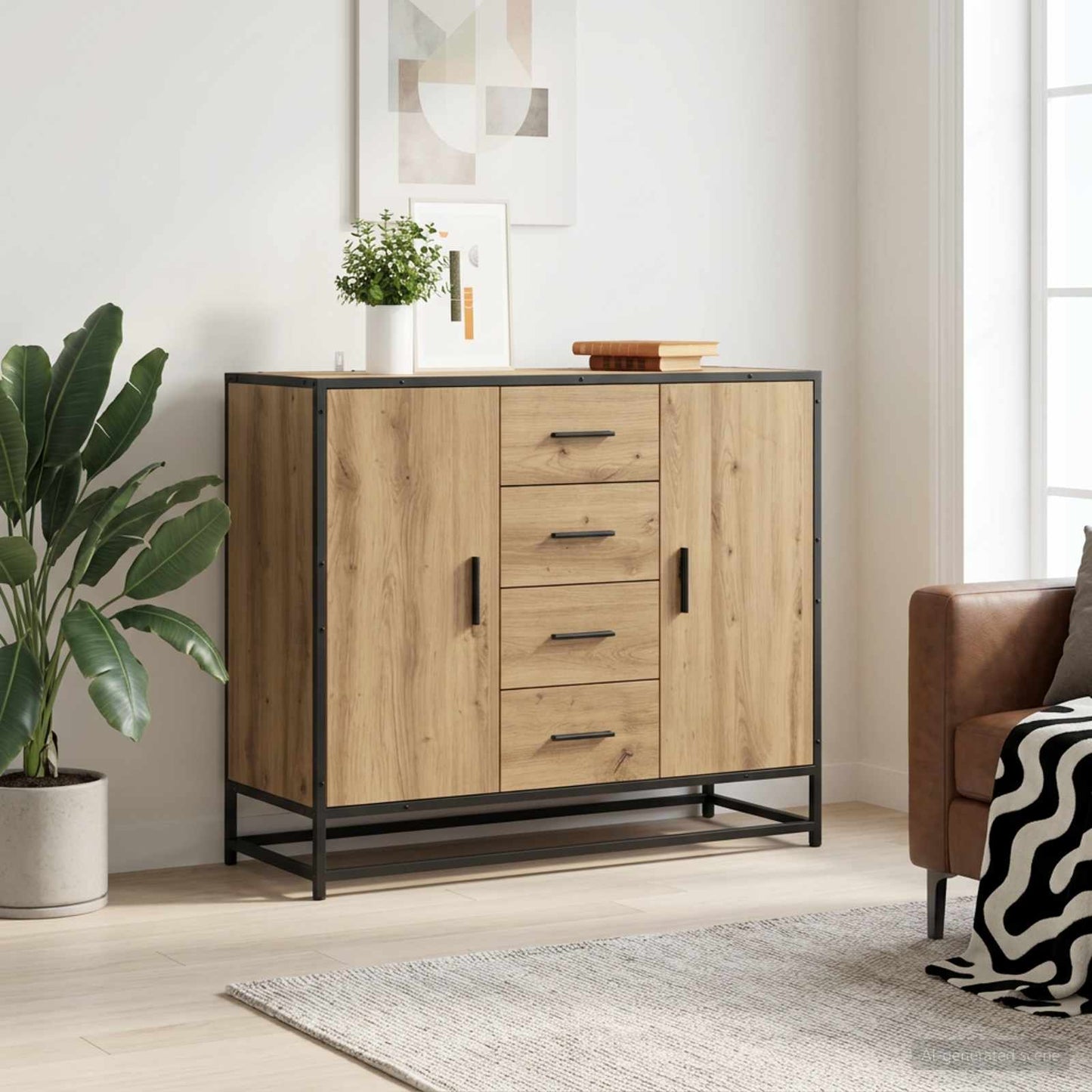 Sideboard Artisan-Eiche 92 x 35 x 76 cm Holzwerkstoff